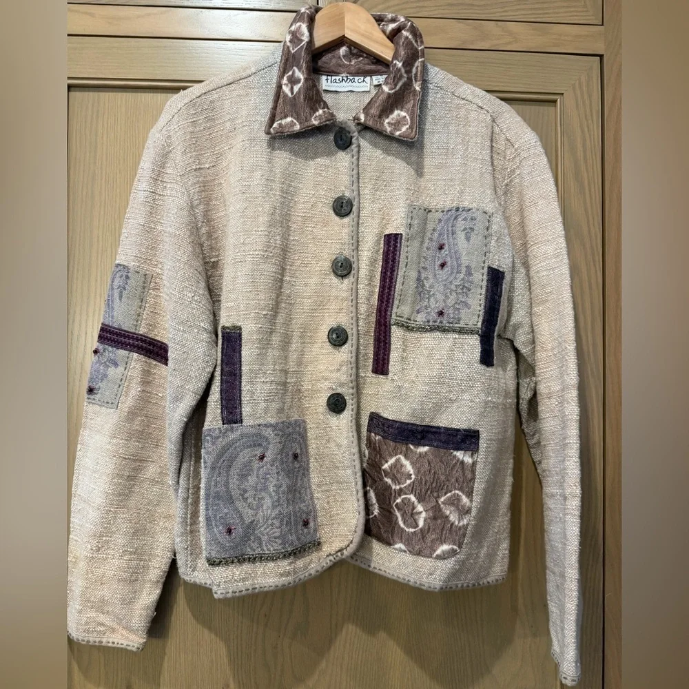 Vintage Flashback Cotton Mixed Material Chunky Button Down Jacket / medium